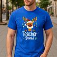 Teacher Squad Red Plaid Rudolph Reindeer Christmas Men's Casual T-Shirt Royal Blue Teacher Squad Red Plaid Rudolph Reindeer Christmas Men's Casual T-Shirt Royal Blue