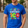 My Teacher Survived 100 Days Of Me 100 Days Of School Men's Casual T-Shirt Royal Blue
