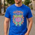 Teacher Teachers Love Brains Halloween Men Women Men's Casual T-Shirt Royal Blue