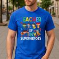 Teacher Of Tiny Superheroes Teach 100th Day Of School Men Women Girls Kids Men's Casual T-Shirt Royal Blue