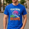 Teachers Love Brains Halloween 2025 Skeleton Costume Men's Casual T-Shirt Royal Blue