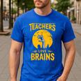Teachers Love Brains Shirt Men Women Halloween Teacher Men's Casual T-Shirt Royal Blue Teachers Love Brains Shirt Men Women Halloween Teacher Men's Casual T-Shirt Royal Blue