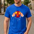 Teachers Are Superheroes 4th Grade Super Teacher Staff Men Women Men's Casual T-Shirt Royal Blue