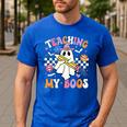 Teaching My Boos Ghost Teacher Cute Groovy Halloween Teacher Men's Casual T-Shirt Royal Blue Teaching My Boos Ghost Teacher Cute Groovy Halloween Teacher Men's Casual T-Shirt Royal Blue