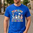 Teaching Future Leaders Teacher Back To School Cute Goose Men's Casual T-Shirt Royal Blue Teaching Future Leaders Teacher Back To School Cute Goose Men's Casual T-Shirt Royal Blue