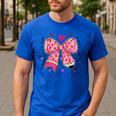 Teaching Is A Work Of Heart Pencil Bow Teacher Valentine Men's Casual T-Shirt Royal Blue