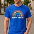 Team Pre-K Teacher Crew Squad Hello Back School Graduation Men's Casual T-Shirt Royal Blue