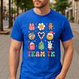 Team TK Teacher Christmas Groovy Smile Face Girl Boy Kid TK Men's Casual T-Shirt Royal Blue Team TK Teacher Christmas Groovy Smile Face Girl Boy Kid TK Men's Casual T-Shirt Royal Blue