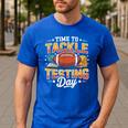 Test Day State Football Tackle Testing Day Sports Teacher Men's Casual T-Shirt Royal Blue