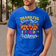 Thankful For My 1st Grade Turkeys Thanksgiving Teacher Fall Men's Casual T-Shirt Royal Blue