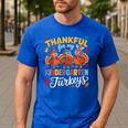 Thankful For My Kindergarten Turkeys Thanksgiving Teacher Men's Casual T-Shirt Royal Blue