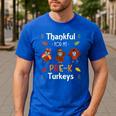 Thankful For My Prek Turkeys In Masks Thanksgiving Teacher For Men Women Men's Casual T-Shirt Royal Blue