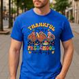 Thankful For My Preschool Turkeys Thanksgiving Teacher Fall Men's Casual T-Shirt Royal Blue Thankful For My Preschool Turkeys Thanksgiving Teacher Fall Men's Casual T-Shirt Royal Blue