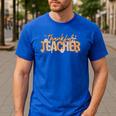 Thankful Teacher Autumn Fall Teacher Thanksgiving Youth Men's Casual T-Shirt Royal Blue Thankful Teacher Autumn Fall Teacher Thanksgiving Youth Men's Casual T-Shirt Royal Blue