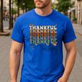 Thankful Teacher Thanksgiving Fall Pumpkin Turkey Men's Casual T-Shirt Royal Blue Thankful Teacher Thanksgiving Fall Pumpkin Turkey Men's Casual T-Shirt Royal Blue
