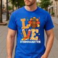 Thanksgiving Love Kindergarten Teacher Turkey Autumn Fall Men's Casual T-Shirt Royal Blue