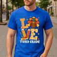 Thanksgiving Love Third Grade Teacher Turkey Autumn Fall Men Women Girls Kids Men's Casual T-Shirt Royal Blue