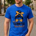 Thanksgiving Shirt Teacher Women Messy Bun Thankful Teacher Men's Casual T-Shirt Royal Blue Thanksgiving Shirt Teacher Women Messy Bun Thankful Teacher Men's Casual T-Shirt Royal Blue