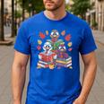 Thanksgiving Teacher Books Turkey Reading Book Men's Casual T-Shirt Royal Blue