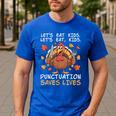 Thanksgiving Teacher Turkey Lets Eat Kids Punctuation Men's Casual T-Shirt Royal Blue