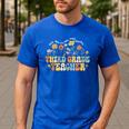 Third 3rd Grade Teacher Appreciation Teaching Wildflowers Men's Casual T-Shirt Royal Blue