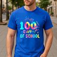 Tie Dye Happy 100th Day Of School Teacher Student 100 Days Men's Casual T-Shirt Royal Blue