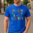 Tiny Human Security Preschool Childcare Teacher Babysitters Men's Casual T-Shirt Royal Blue