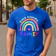 Tiny Human Tamer Watercolor Rainbow Daycare Teacher Men's Casual T-Shirt Royal Blue Tiny Human Tamer Watercolor Rainbow Daycare Teacher Men's Casual T-Shirt Royal Blue