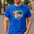 TK Teacher Transitional Kindergarten Heart Back To School Men's Casual T-Shirt Royal Blue