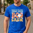 Toddler Teacher Boo Crew Ghost Groovy Halloween For Women Men's Casual T-Shirt Royal Blue Toddler Teacher Boo Crew Ghost Groovy Halloween For Women Men's Casual T-Shirt Royal Blue