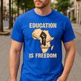 History Education Is Freedom African Map Black Teacher Men's Casual T-Shirt Royal Blue History Education Is Freedom African Map Black Teacher Men's Casual T-Shirt Royal Blue
