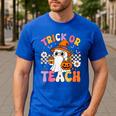 Trick Or Teach Cute Ghost Coffee Pumpkins Halloween Teacher Men's Casual T-Shirt Royal Blue Trick Or Teach Cute Ghost Coffee Pumpkins Halloween Teacher Men's Casual T-Shirt Royal Blue