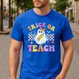 Trick Or Teach Groovy Halloween Teachers Men's Casual T-Shirt Royal Blue Trick Or Teach Groovy Halloween Teachers Men's Casual T-Shirt Royal Blue