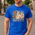 Trick Or Teach Groovy Teacher Halloween Floral Ghost Men's Casual T-Shirt Royal Blue