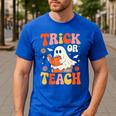Trick Or Teach Halloween Shirt For Teacher Kids Floral Ghost Men's Casual T-Shirt Royal Blue