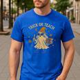 Trick Or Teach Halloween Teacher Men's Casual T-Shirt Royal Blue