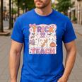 Trick Or Teach Retro Halloween Teacher Look Men's Casual T-Shirt Royal Blue