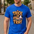 Trick Or Tray Halloween Cafeteria Teacher School Men's Casual T-Shirt Royal Blue Trick Or Tray Halloween Cafeteria Teacher School Men's Casual T-Shirt Royal Blue