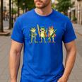 Trio Cute Frogs Welcome Back To School Teachers Girls Boys Men's Casual T-Shirt Royal Blue