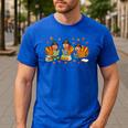 Turkey Reading Books Fall Thanksgiving Teacher Student Men's Casual T-Shirt Royal Blue