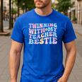 Twinning With My Teacher Bestie Teaching Partner Men's Casual T-Shirt Royal Blue Twinning With My Teacher Bestie Teaching Partner Men's Casual T-Shirt Royal Blue