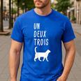 Un Deux Trois Cat Shirt French Teacher Men's Casual T-Shirt Royal Blue