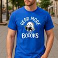 Vintage Halloween Teacher Women Reading Read More Books Men's Casual T-Shirt Royal Blue