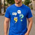 Wait What English Teacher Grammar Police Grammarian Men's Casual T-Shirt Royal Blue