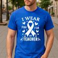 I Wear Pink For My Teacher Cancer Awareness Men's Casual T-Shirt Royal Blue I Wear Pink For My Teacher Cancer Awareness Men's Casual T-Shirt Royal Blue
