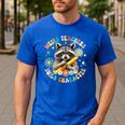 Weird Teachers Build Character Raccoon Colourful Floral Men's Casual T-Shirt Royal Blue