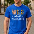 Wild About Kindergarten Teacher Leopard Print Men's Casual T-Shirt Royal Blue Wild About Kindergarten Teacher Leopard Print Men's Casual T-Shirt Royal Blue