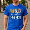 Wild About Speech SLP Leopard Teacher Back To School Kids Men's Casual T-Shirt Royal Blue
