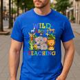 Wild About Teaching Safari Jungle School Teacher Men's Casual T-Shirt Royal Blue