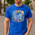 Wildflower 4th Fourth Grade Floral Back To School Teacher Men's Casual T-Shirt Royal Blue Wildflower 4th Fourth Grade Floral Back To School Teacher Men's Casual T-Shirt Royal Blue